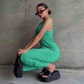 Robe en tricot sans manches à col rond Soleil